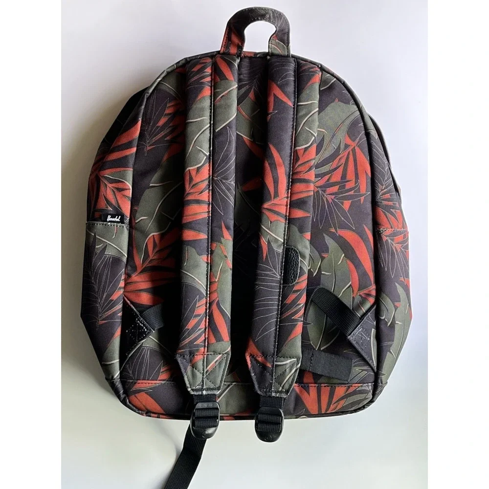 Herschel Supply Co. Backpack Unisex OS Green Orange Tropical Leaf Print Canvas‎